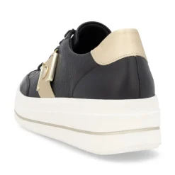 Women Remonte Platform Stripe Trainer - Black Gold
