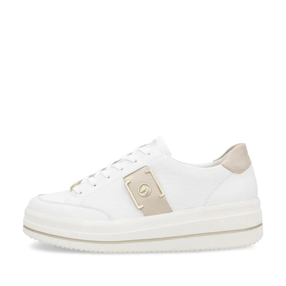 Women Remonte Platform Stripe Trainer - White Gold