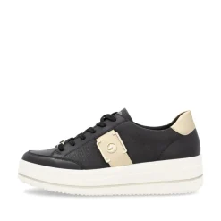 Women Remonte Platform Stripe Trainer - Black Gold