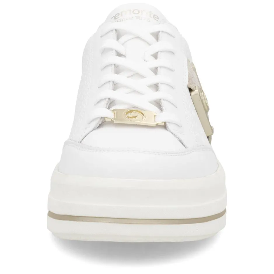 Women Remonte Platform Stripe Trainer - White Gold