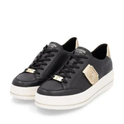Women Remonte Platform Stripe Trainer - Black Gold
