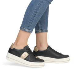 Women Remonte Platform Stripe Trainer - Black Gold