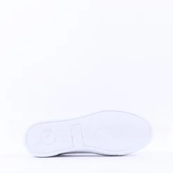 Women Gabor Platform Trainer Side Zip Campus - White Gold Leather