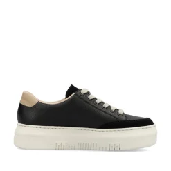 Women Rieker Platform Trainer With Side Zip - Black