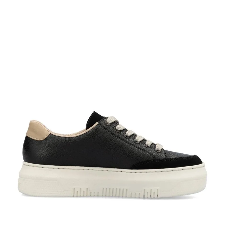 Women Rieker Platform Trainer With Side Zip - Black