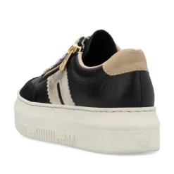 Women Rieker Platform Trainer With Side Zip - Black