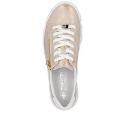 Women Rieker Platform Trainer With Side Zip - Rose Metallic