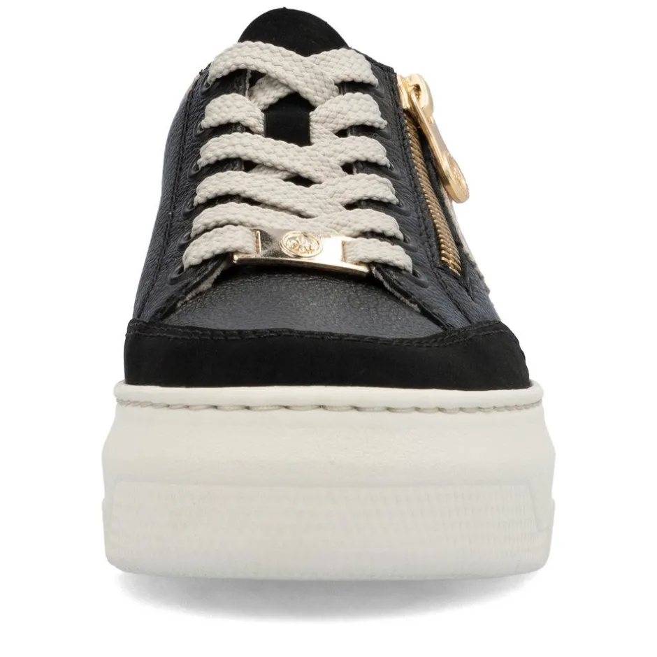 Women Rieker Platform Trainer With Side Zip - Black