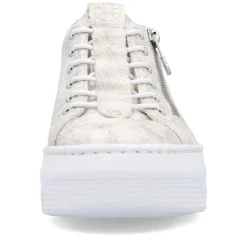 Women Rieker Platform Trainer With Side Zip - Beige Metallic