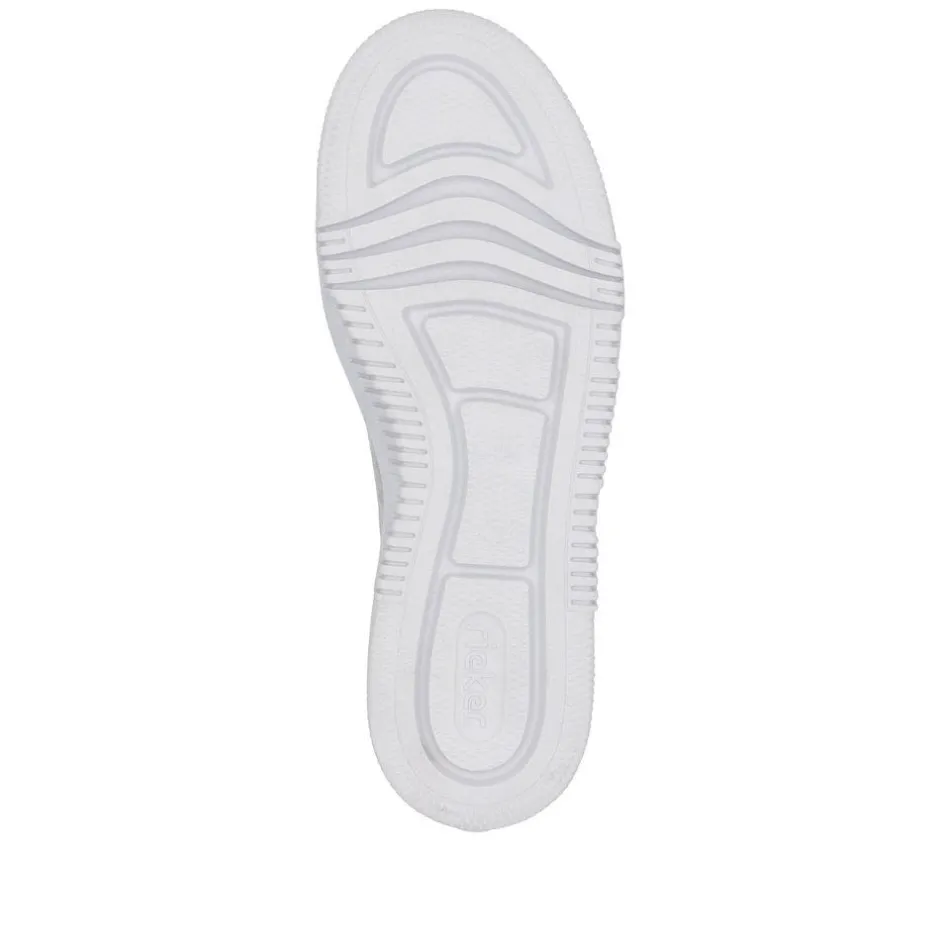 Women Rieker Platform Trainer With Side Zip - Beige Metallic
