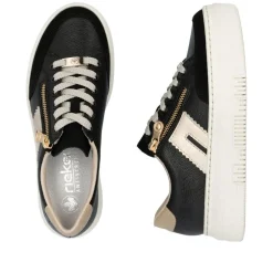 Women Rieker Platform Trainer With Side Zip - Black