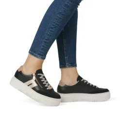 Women Rieker Platform Trainer With Side Zip - Black