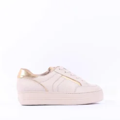 Women Paul Green Platform Trim Trainer - Cream Gold