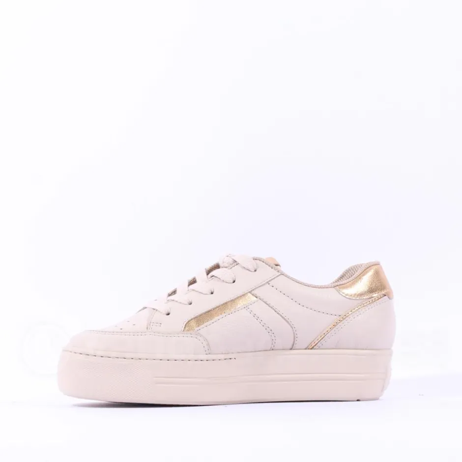 Women Paul Green Platform Trim Trainer - Cream Gold