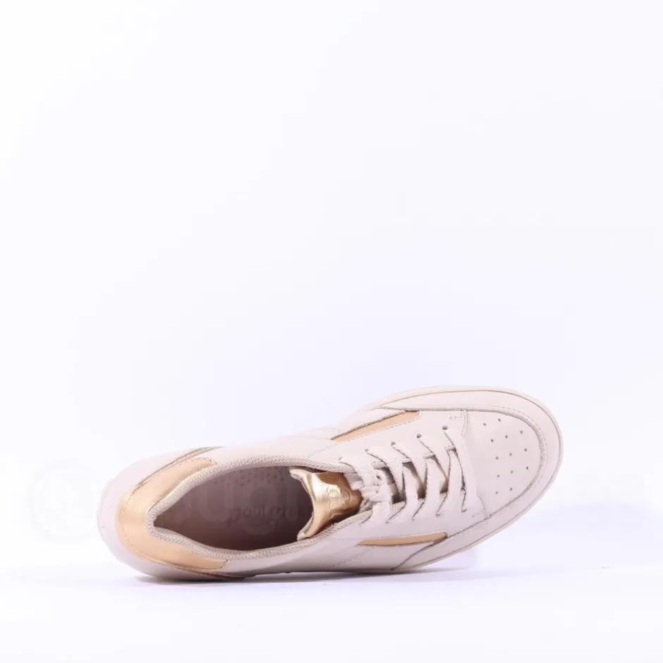 Women Paul Green Platform Trim Trainer - Cream Gold