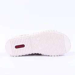 Women Rieker Platform Twin Velcro Strap Sandal - Beige Metallic Combi