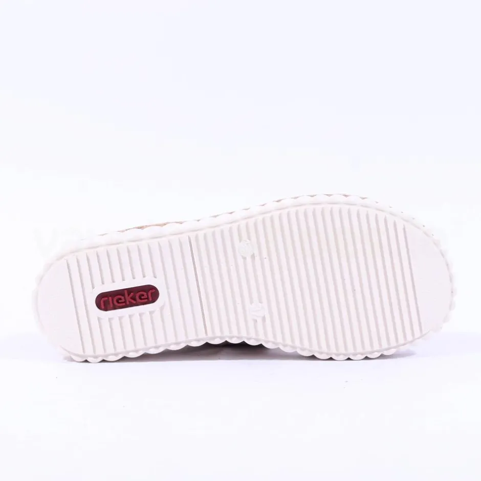 Women Rieker Platform Twin Velcro Strap Sandal - Beige Metallic Combi