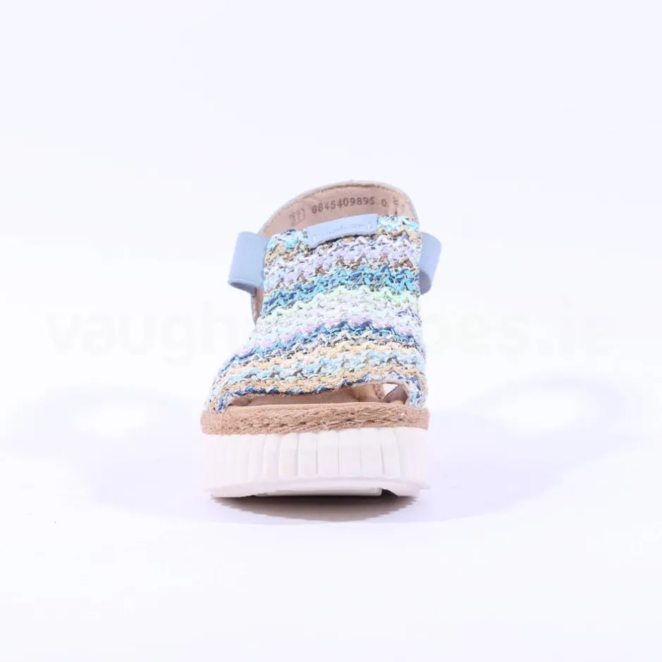 Women Rieker Platform Wedge Knitted Sandal - Blue Combination