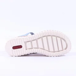 Women Rieker Platform Wedge Knitted Sandal - Blue Combination
