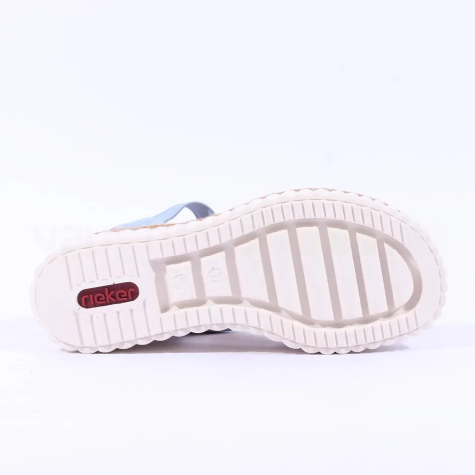 Women Rieker Platform Wedge Knitted Sandal - Blue Combination