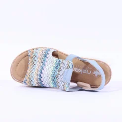 Women Rieker Platform Wedge Knitted Sandal - Blue Combination