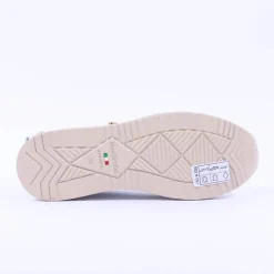 Women NeroGiardini Platform Zip Bow Trainer - White Gold Leather