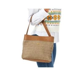 Rieker Pleated Shoulder Bag - Beige Tan