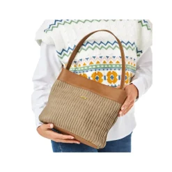 Rieker Pleated Shoulder Bag - Beige Tan