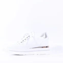 Women Marco Moreo Pompei Lace Platform Trainer - White Silver Leather