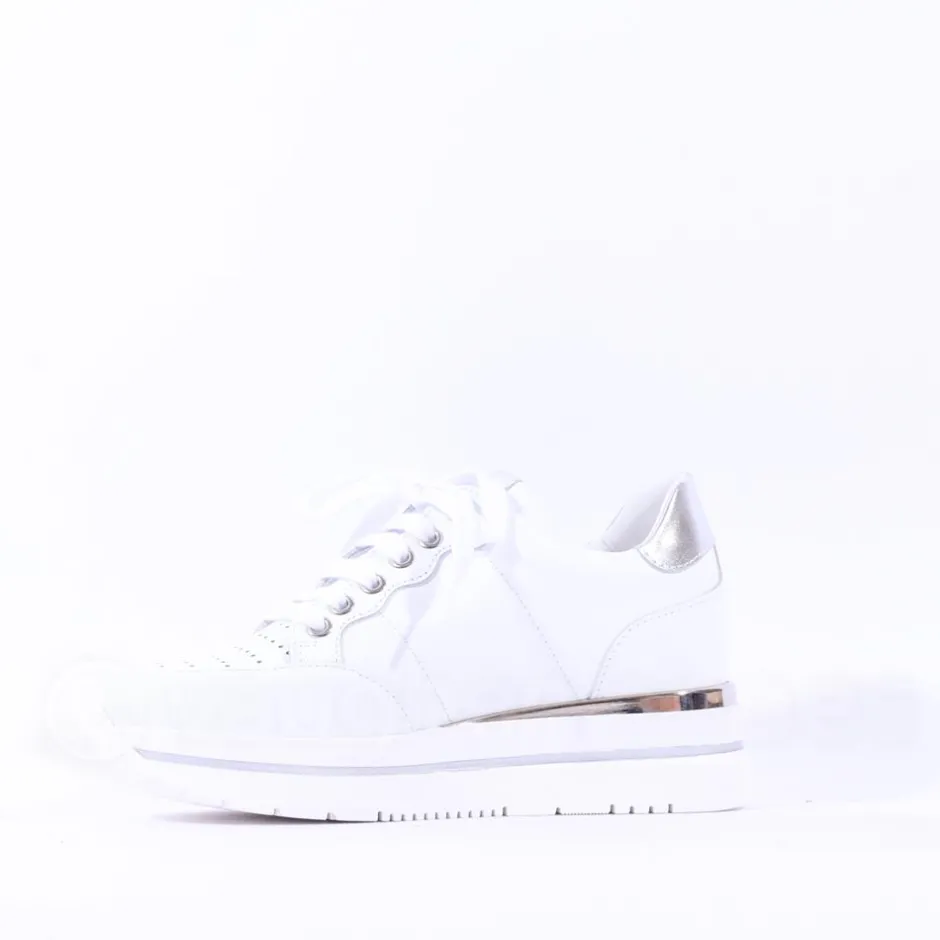 Women Marco Moreo Pompei Lace Platform Trainer - White Silver Leather