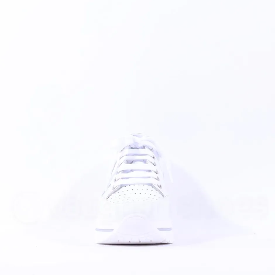 Women Marco Moreo Pompei Lace Platform Trainer - White Silver Leather