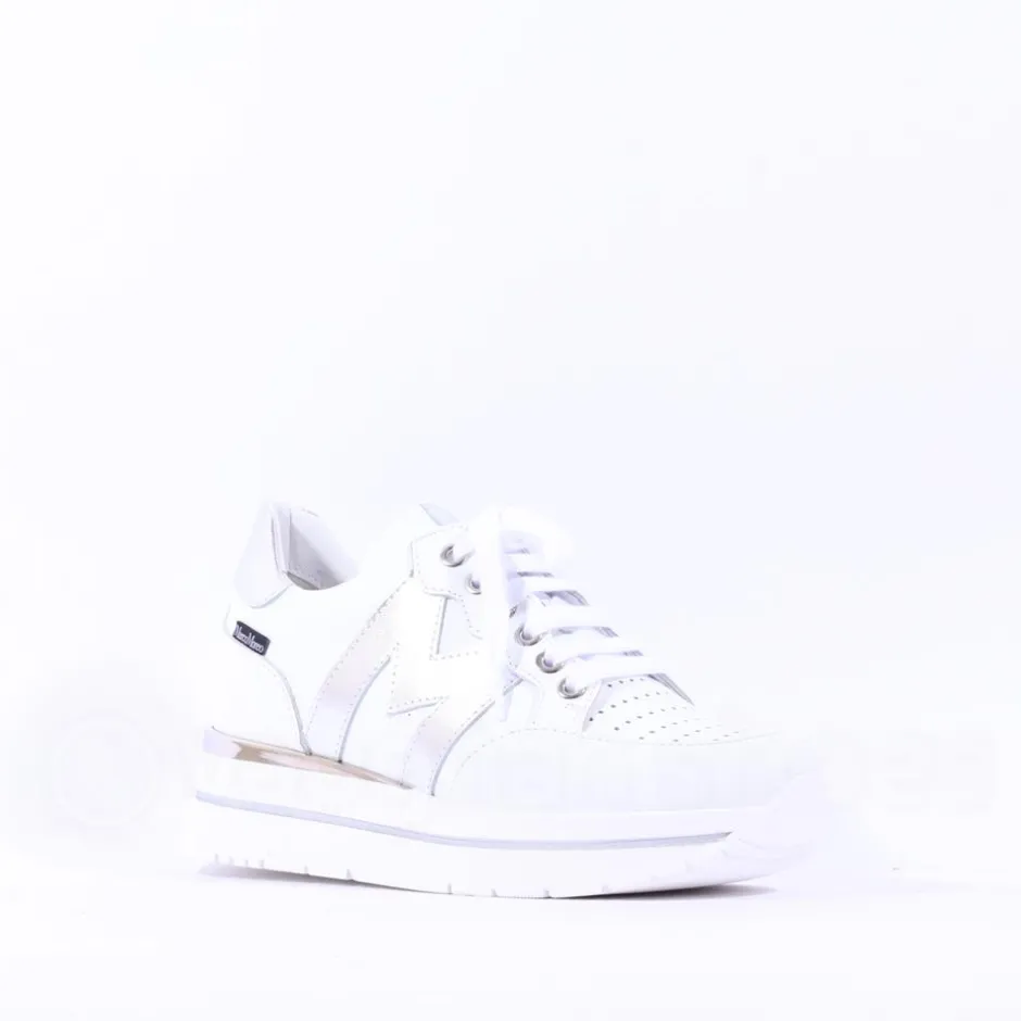 Women Marco Moreo Pompei Lace Platform Trainer - White Silver Leather
