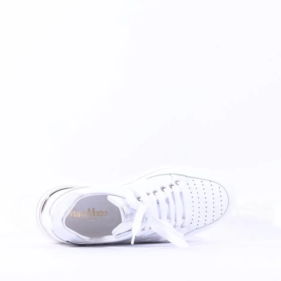 Women Marco Moreo Pompei Lace Platform Trainer - White Silver Leather