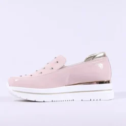 Women Marco Moreo Pompei Stud Platform Slip On - Pink Patent