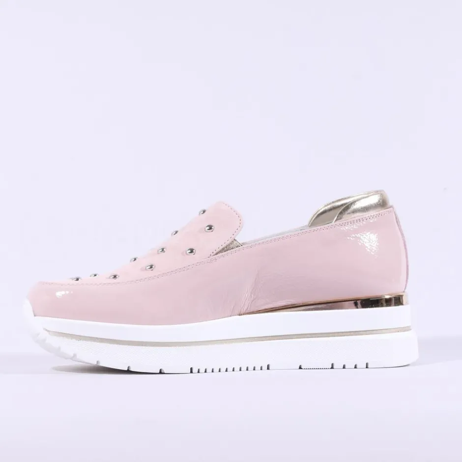Women Marco Moreo Pompei Stud Platform Slip On - Pink Patent