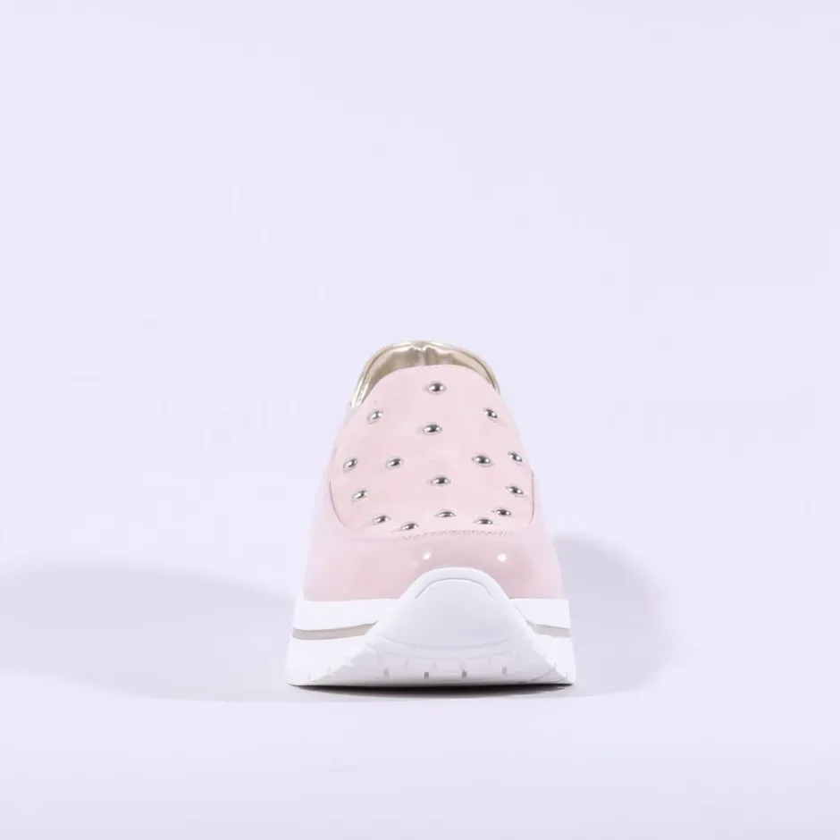 Women Marco Moreo Pompei Stud Platform Slip On - Pink Patent