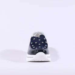 Women Marco Moreo Pompei Stud Platform Slip On - Navy Patent