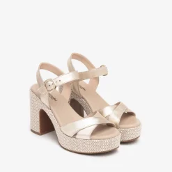 Women NeroGiardini Print Platform Heel Sandal - Gold Combination