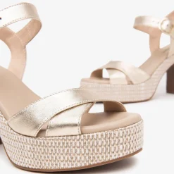 Women NeroGiardini Print Platform Heel Sandal - Gold Combination