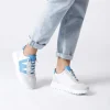 Women Wonders Racer 2 Tone Bungee Lace Trainer - White Blue