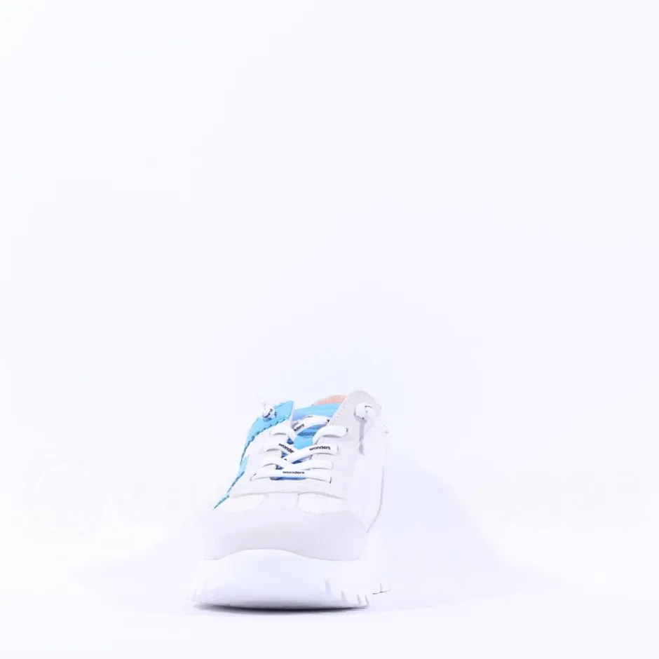 Women Wonders Racer 2 Tone Bungee Lace Trainer - White Blue