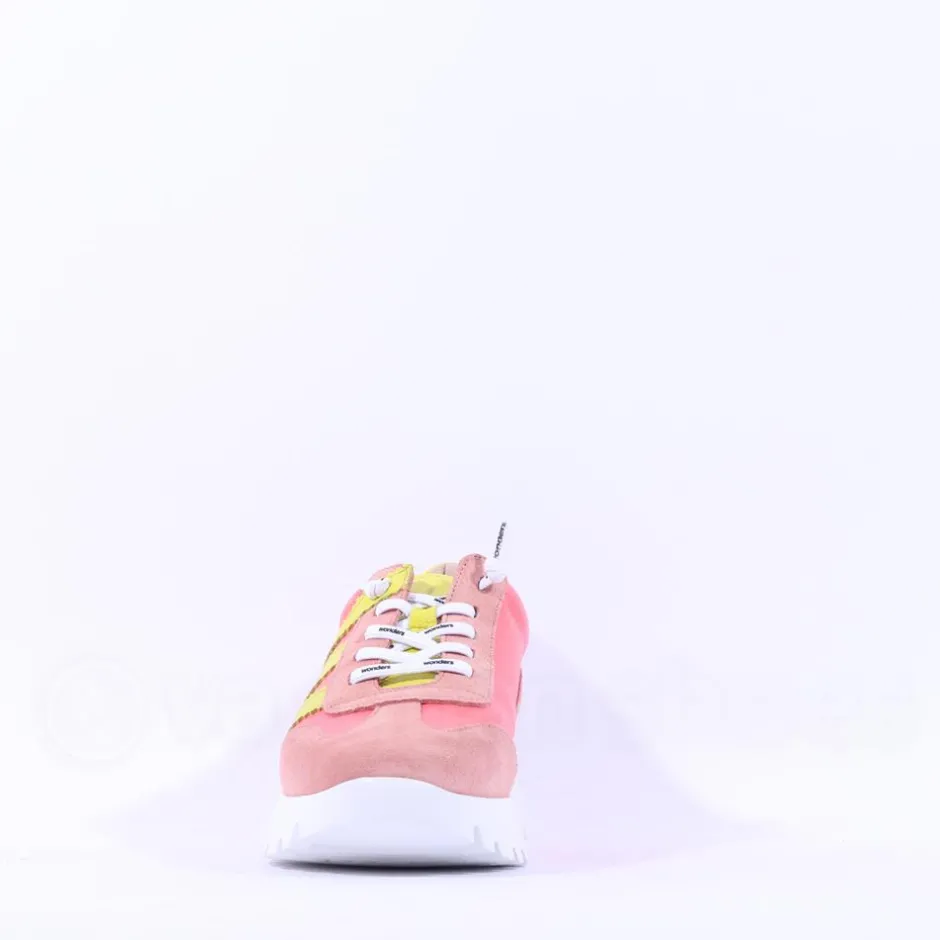 Women Wonders Racer 2 Tone Bungee Lace Trainer - Coral Peach