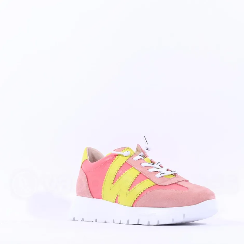 Women Wonders Racer 2 Tone Bungee Lace Trainer - Coral Peach