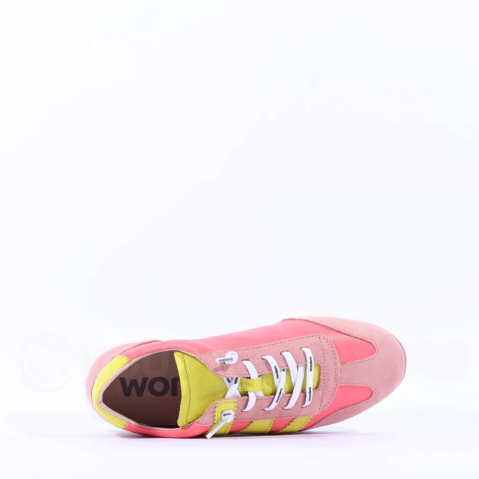 Women Wonders Racer 2 Tone Bungee Lace Trainer - Coral Peach