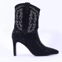 Women Una Healy Rainmaker Diamante Detail Boot - Black Sparkle