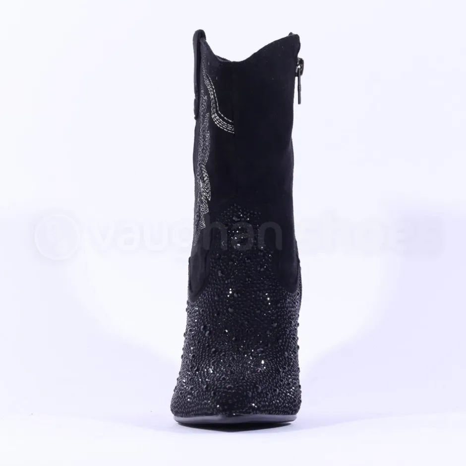 Women Una Healy Rainmaker Diamante Detail Boot - Black Sparkle