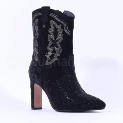Women Una Healy Rainmaker Diamante Detail Boot - Black Sparkle