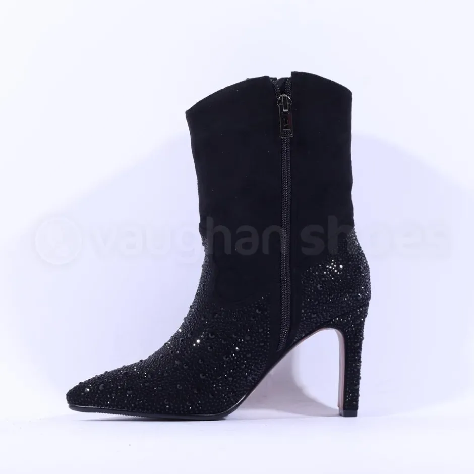 Women Una Healy Rainmaker Diamante Detail Boot - Black Sparkle