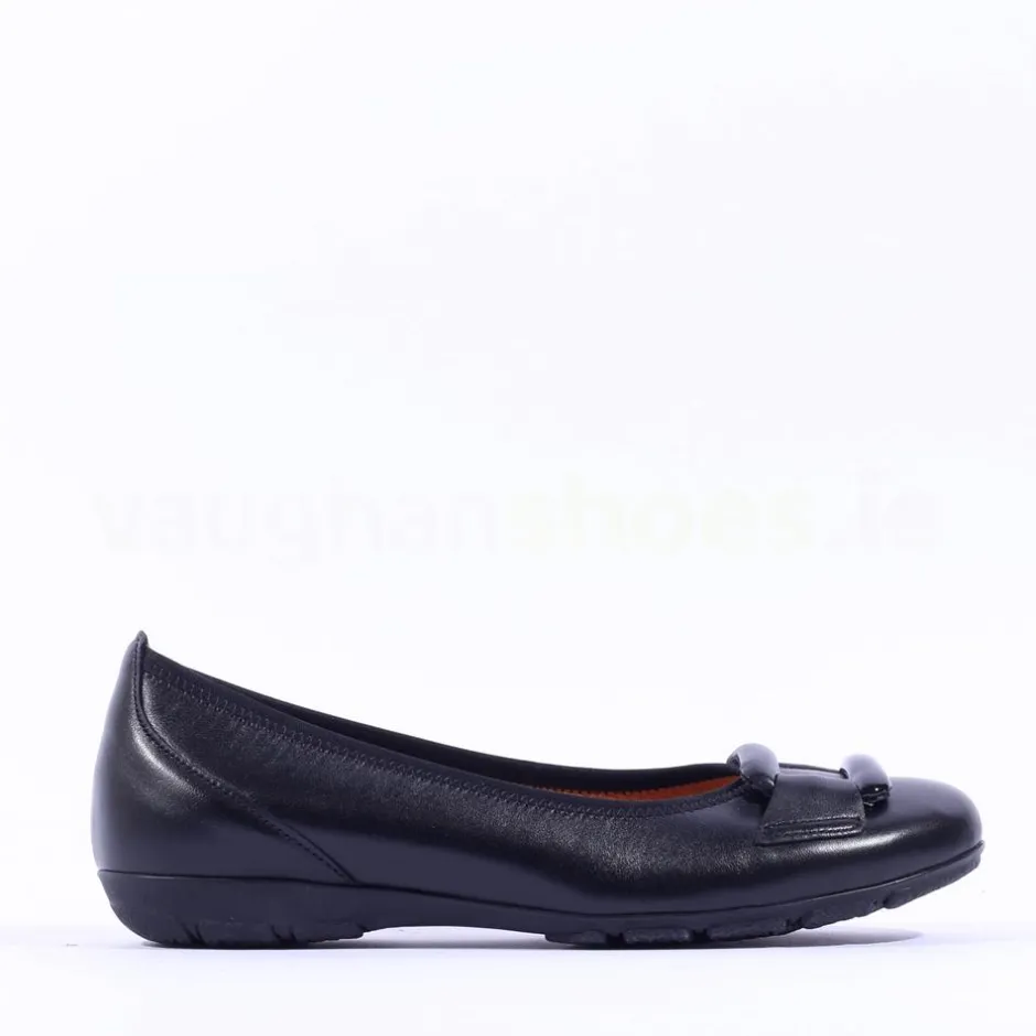 Women Gabor Raven Square Buckle Low Pomp - Black Lea