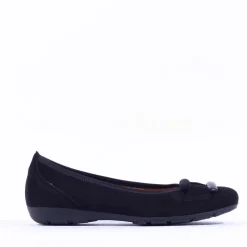 Women Gabor Raven Square Buckle Low Pomp - Black Suede